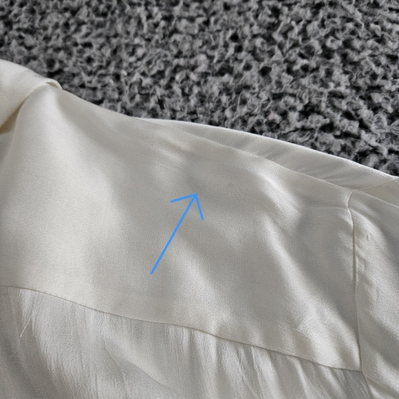 Zara Ivory Satin Button Up Blouse Small Long Sleeve Collard Shirt Women's Office - Picture 9 of 13